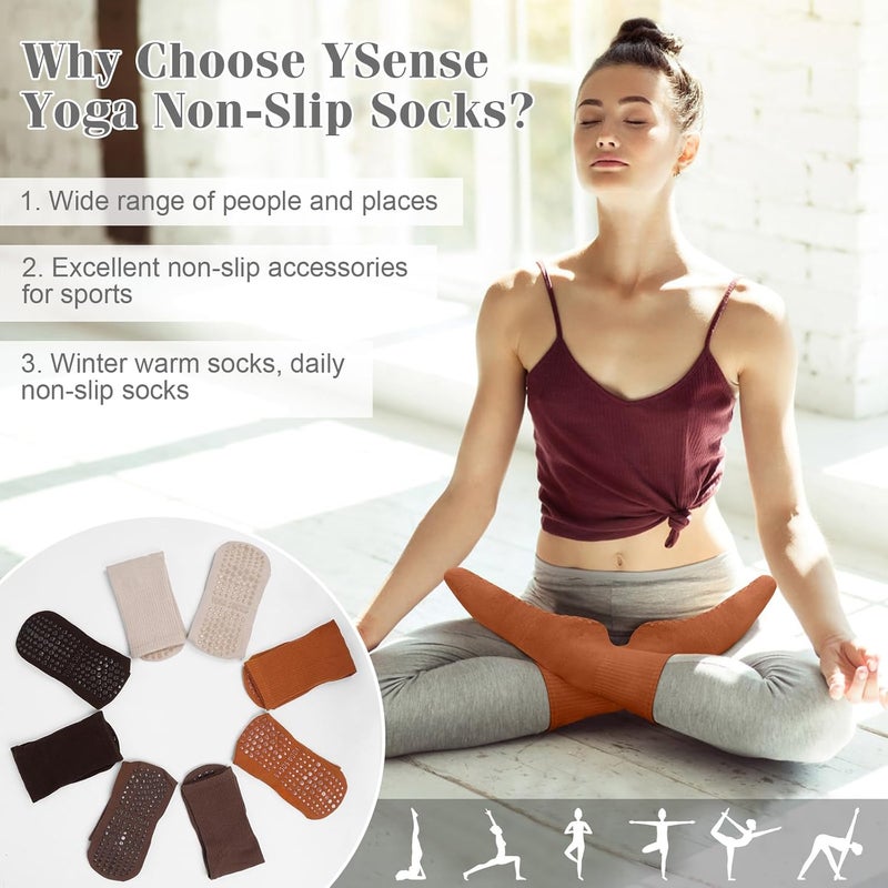 YSense Pilates Grip Socks for Women Non Slip, Yoga Barre Grippy Socks for Pilates, Dance, Ballet, Barre, Hospital - Image 4